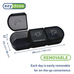 Ezy Dose Pill Organizer Weekly 3x/Day Medtime Planner Black