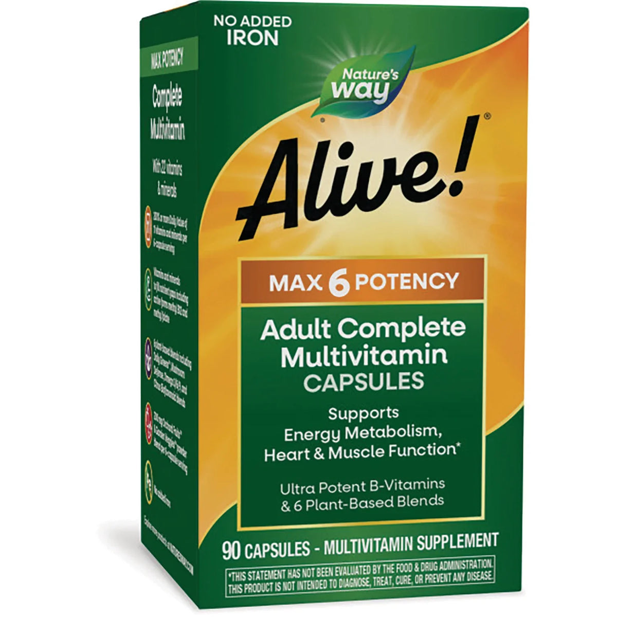 Alive! Max 6 Potency Adult Complete Multivitamin - No Added Iron