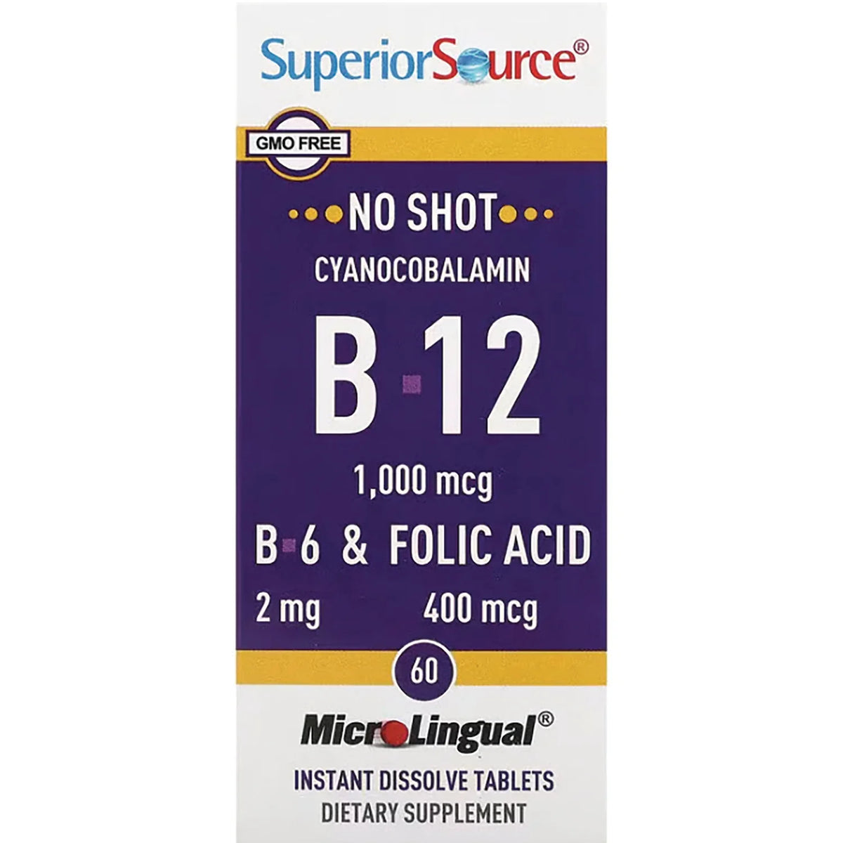 B-12 Cyanocobalamin with B-6 & Folic Acid